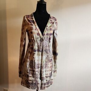 Casual Freedom Open Front 1-Button Multicolor Women's Long Cardigan Size Small